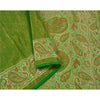 Sanskriti Vintage Green Indian Sarees Art Silk Woven Sari Craft 5 Yard Sustainable Fabric