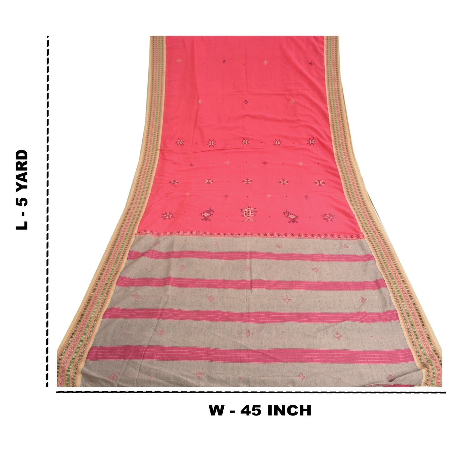 Санскритские винтажные розовые сари из смеси хлопка с ручной вышивкой из синдхи-сари, устойчивая ткань