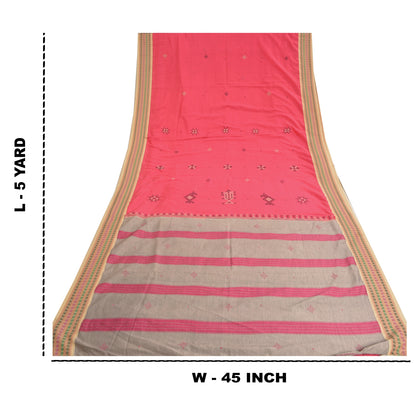 Санскритские винтажные розовые сари из смеси хлопка с ручной вышивкой из синдхи-сари, устойчивая ткань