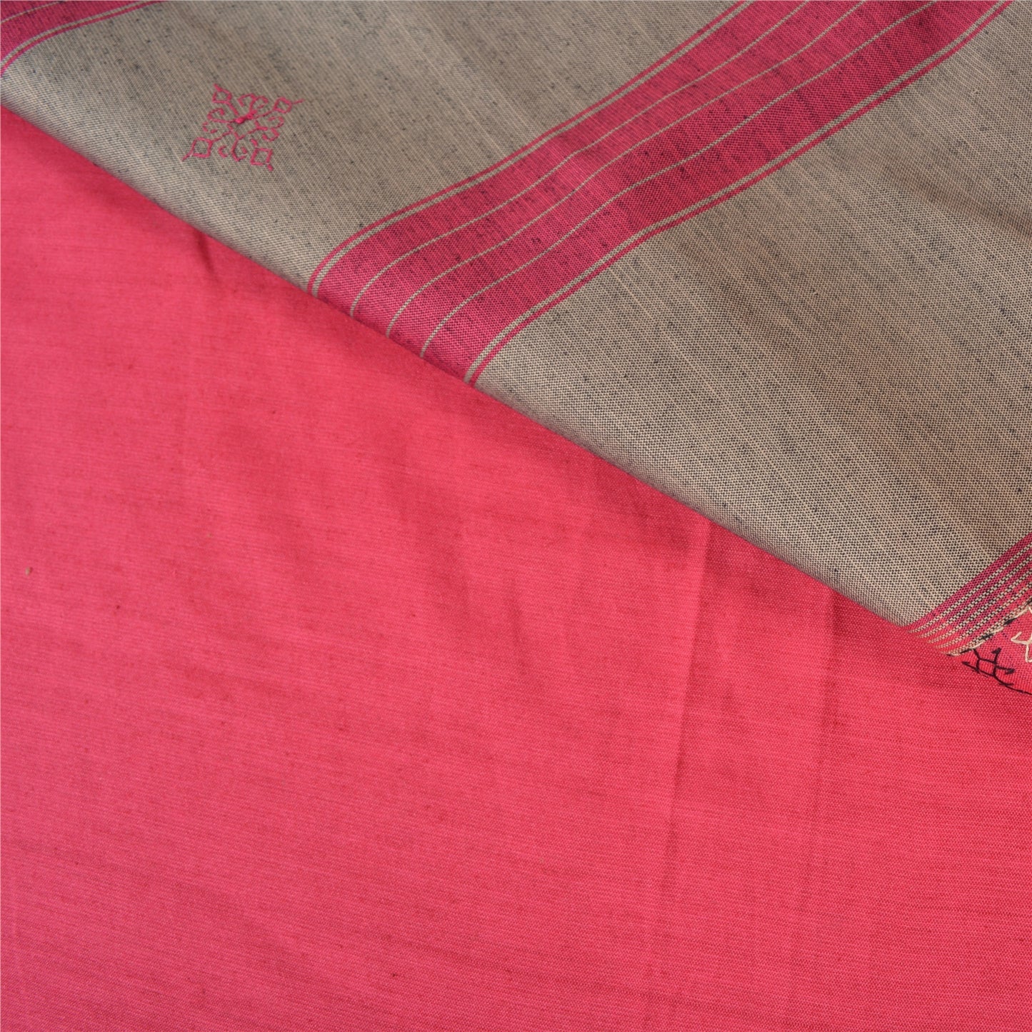 Санскритские винтажные розовые сари из смеси хлопка с ручной вышивкой из синдхи-сари, устойчивая ткань
