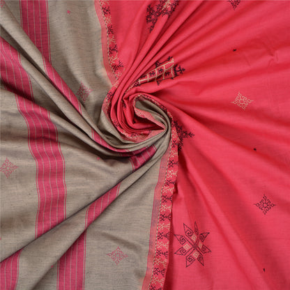 Санскритские винтажные розовые сари из смеси хлопка с ручной вышивкой из синдхи-сари, устойчивая ткань
