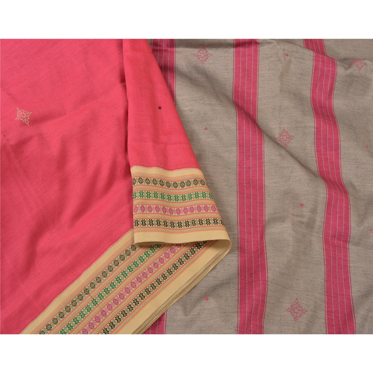 Санскритские винтажные розовые сари из смеси хлопка с ручной вышивкой из синдхи-сари, устойчивая ткань
