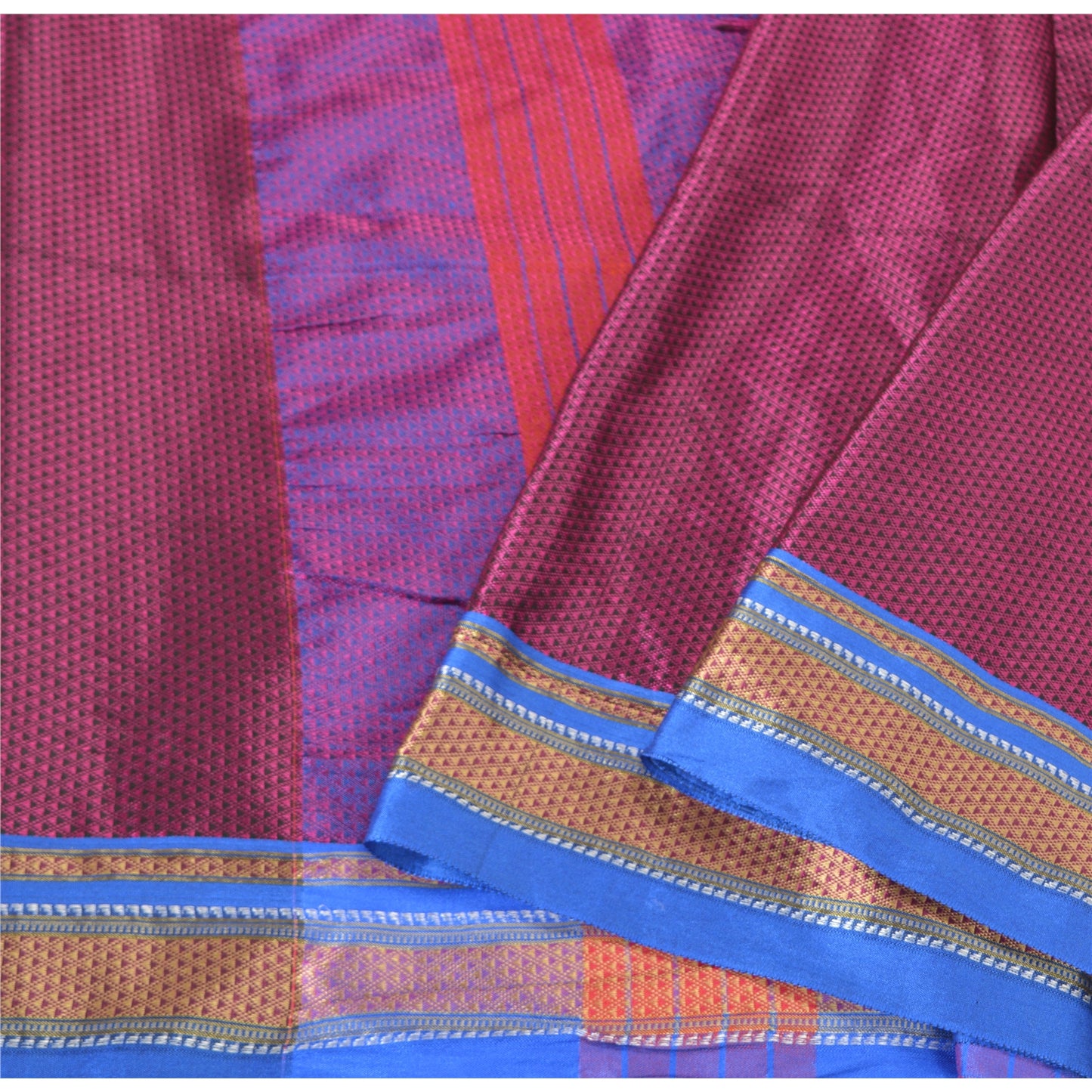 Sanskriti Vintage Blue Indian Sarees Art Silk Woven Premium Sari Craft Sustainable Fabric