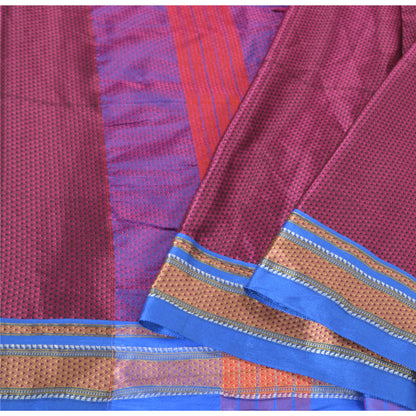 Sanskriti Vintage Blue Indian Sarees Art Silk Woven Premium Sari Craft Sustainable Fabric