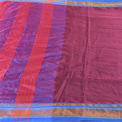 Sanskriti Vintage Blue Indian Sarees Art Silk Woven Premium Sari Craft Sustainable Fabric