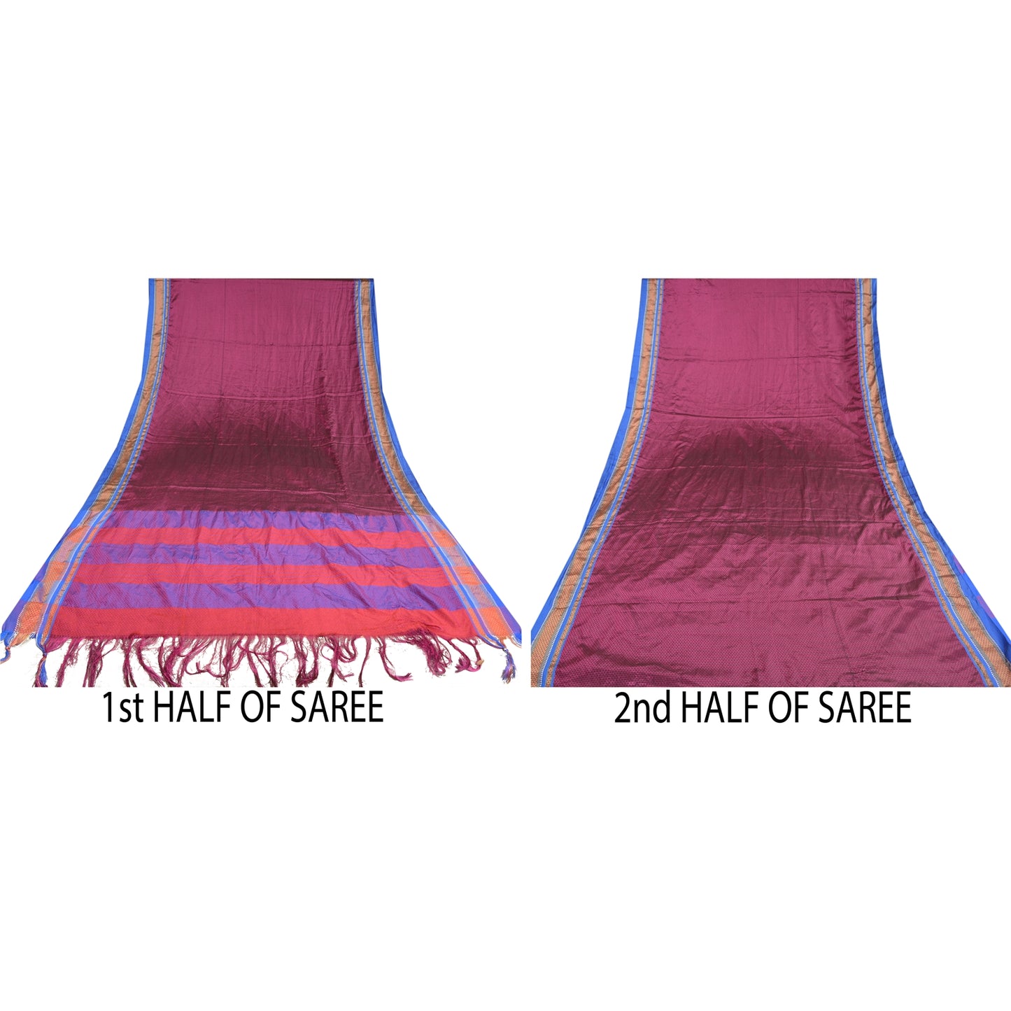 Sanskriti Vintage Blue Indian Sarees Art Silk Woven Premium Sari Craft Sustainable Fabric