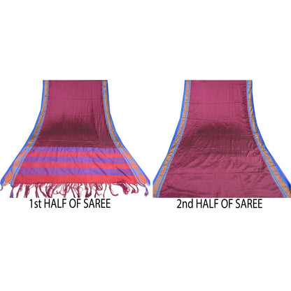 Sanskriti Vintage Blue Indian Sarees Art Silk Woven Premium Sari Craft Sustainable Fabric