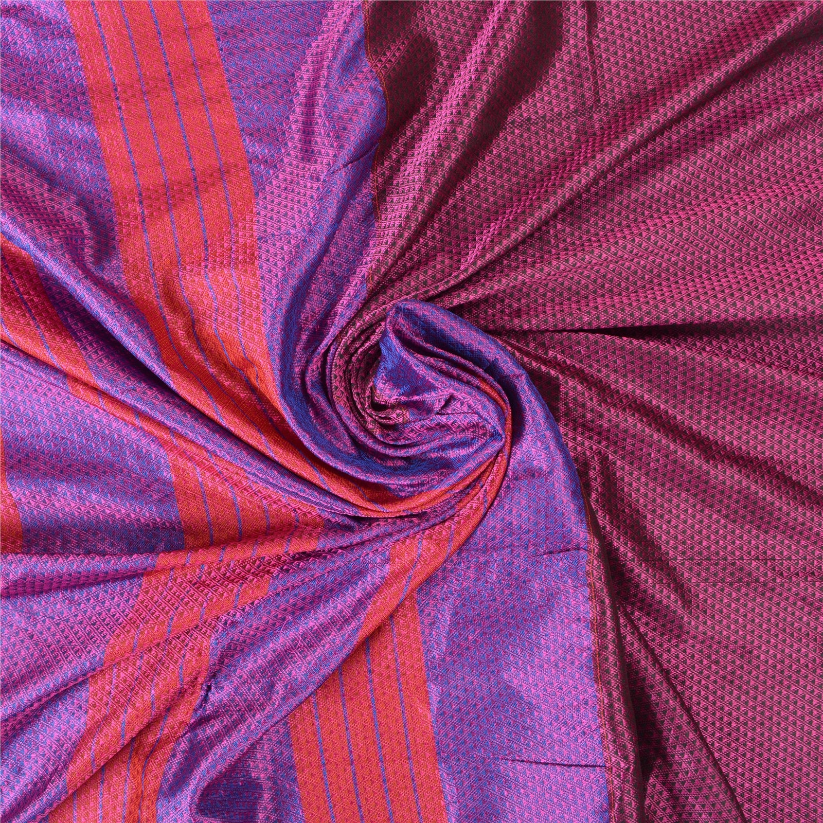 Sanskriti Vintage Blå Indiske Sarees Kunstsilke Vævet Premium Sari Håndværk Bæredygtigt Stof