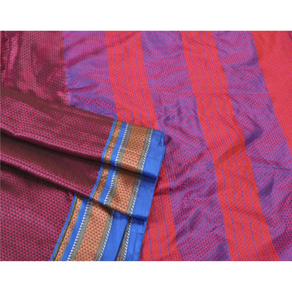 Sanskriti Vintage Blue Indian Sarees Art Silk Woven Premium Sari Craft Sustainable Fabric