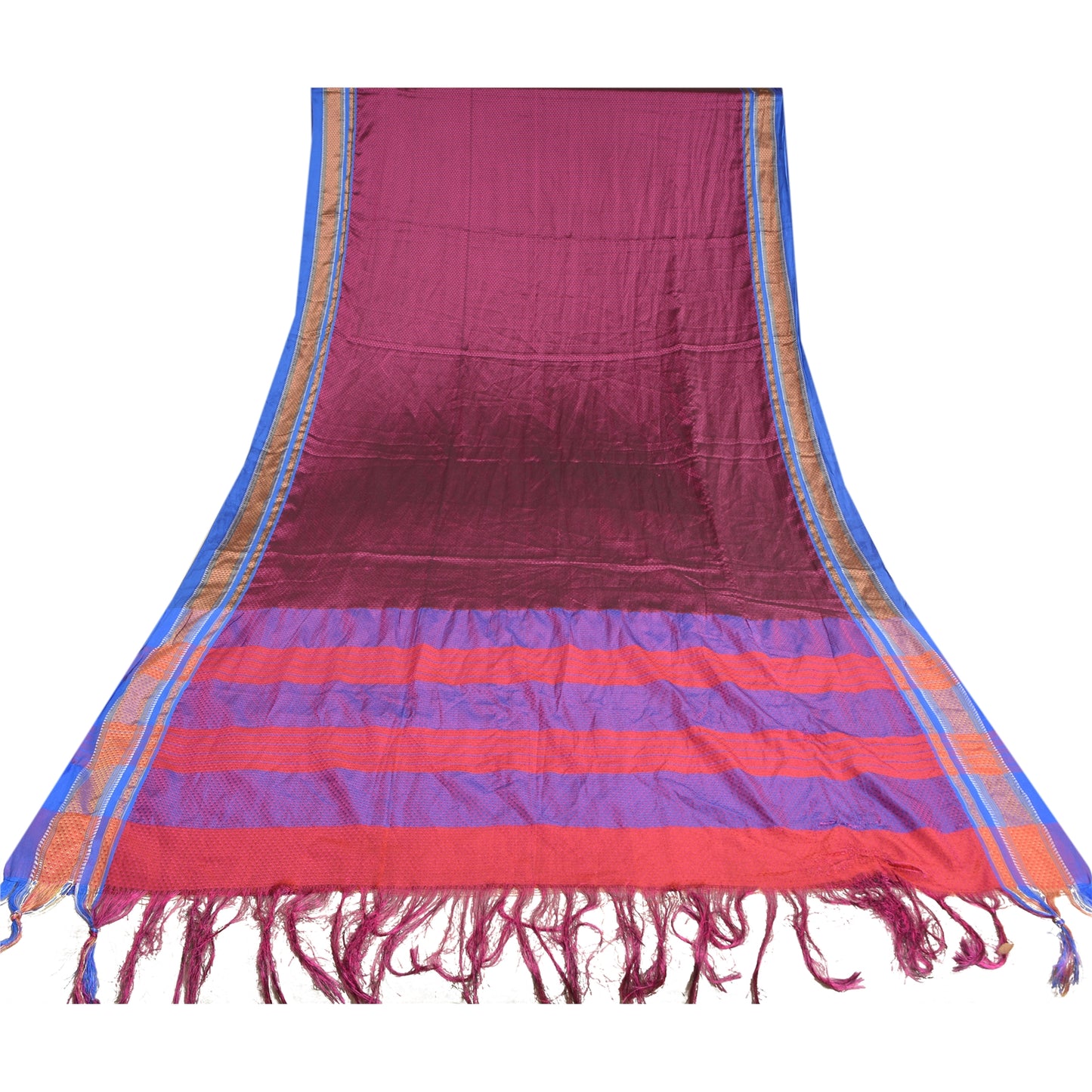 Sanskriti Vintage Blue Indian Sarees Art Silk Woven Premium Sari Craft Sustainable Fabric