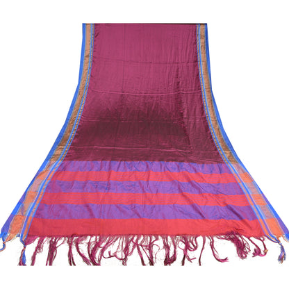 Sanskriti Vintage Blue Indian Sarees Art Silk Woven Premium Sari Craft Sustainable Fabric