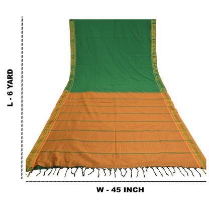 Sanskriti Vintage Saffron Sarees Cotton Silk Woven Ilkal Premium Sari Sustainable Fabric