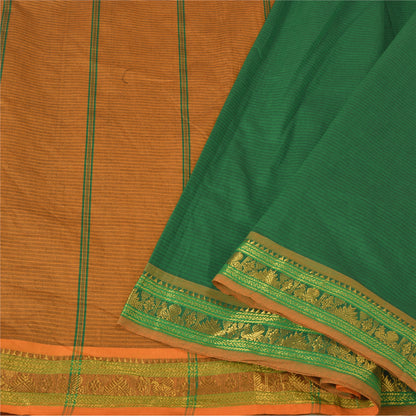 Sanskriti Vintage Saffron Sarees Cotton Silk Woven Ilkal Premium Sari Sustainable Fabric