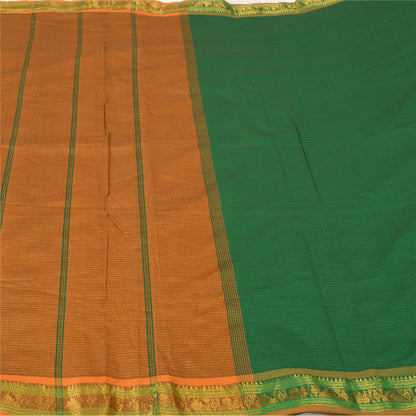 Sanskriti Vintage Saffron Sarees Cotton Silk Woven Ilkal Premium Sari Sustainable Fabric