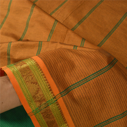 Sanskriti Vintage Saffron Sarees Cotton Silk Woven Ilkal Premium Sari Sustainable Fabric