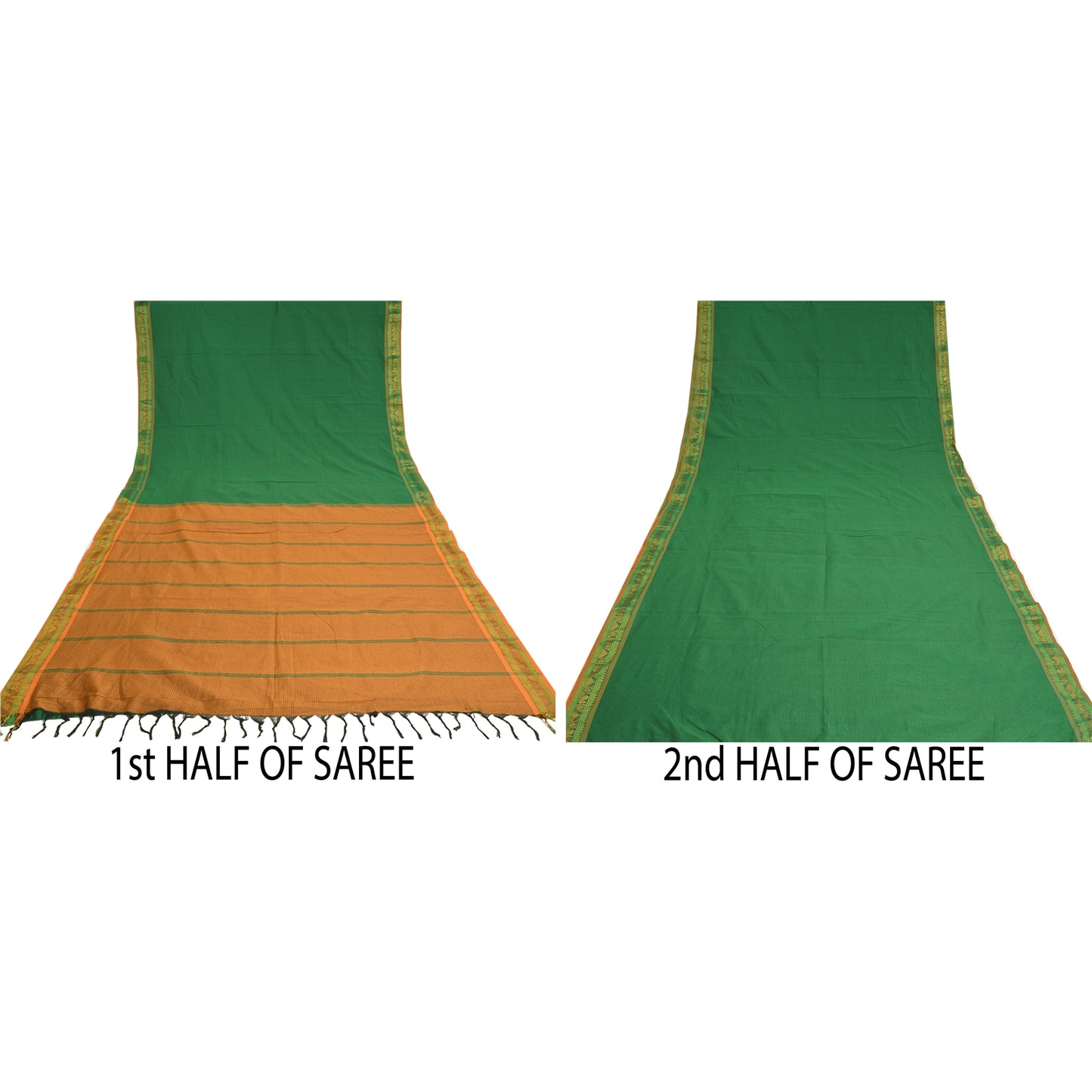 Sanskriti Vintage Saffron Sarees Cotton Silk Woven Ilkal Premium Sari Sustainable Fabric