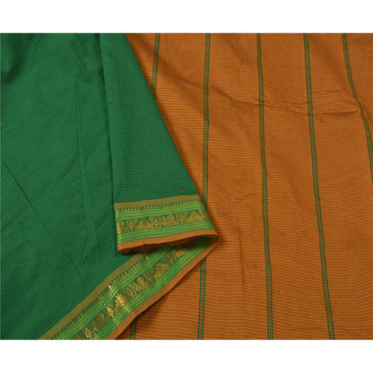 Sanskriti Vintage Saffron Sarees Cotton Silk Woven Ilkal Premium Sari Sustainable Fabric