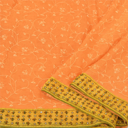 Сари из чистого шелка жоржет ручной работы из бисера на санскрите, сари из экологически чистой ткани