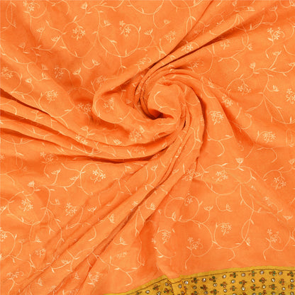 Сари из чистого шелка жоржет ручной работы из бисера на санскрите, сари из экологически чистой ткани