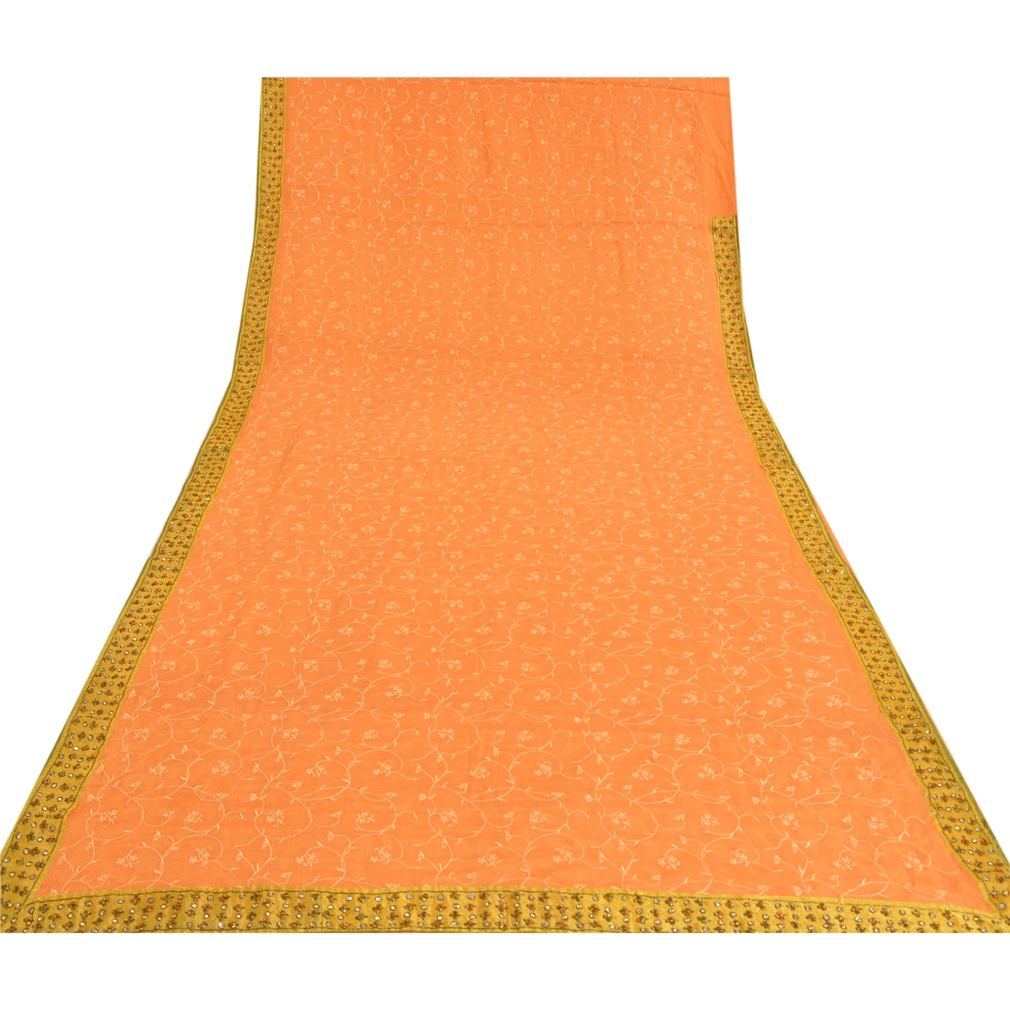 Сари из чистого шелка жоржет ручной работы из бисера на санскрите, сари из экологически чистой ткани