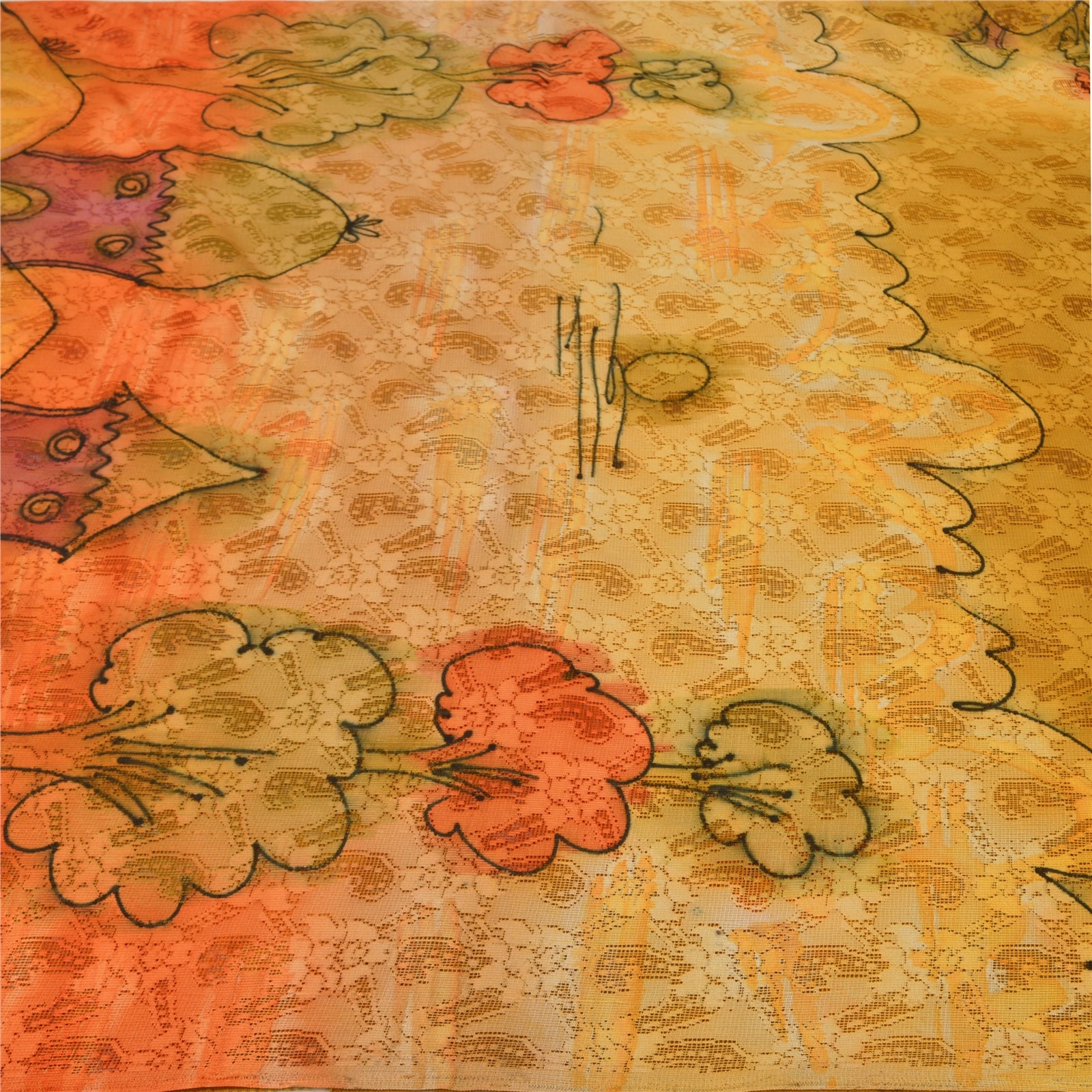 Sanskriti Vintage Gule Sarees Net Mesh Trykt Vævet Premium Sari Håndværk Bæredygtigt Stoff