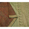 Sanskriti Vintage Brown Sarees 100% Pure Silk Woven Baluchari Human Sari Sustainable Fabric