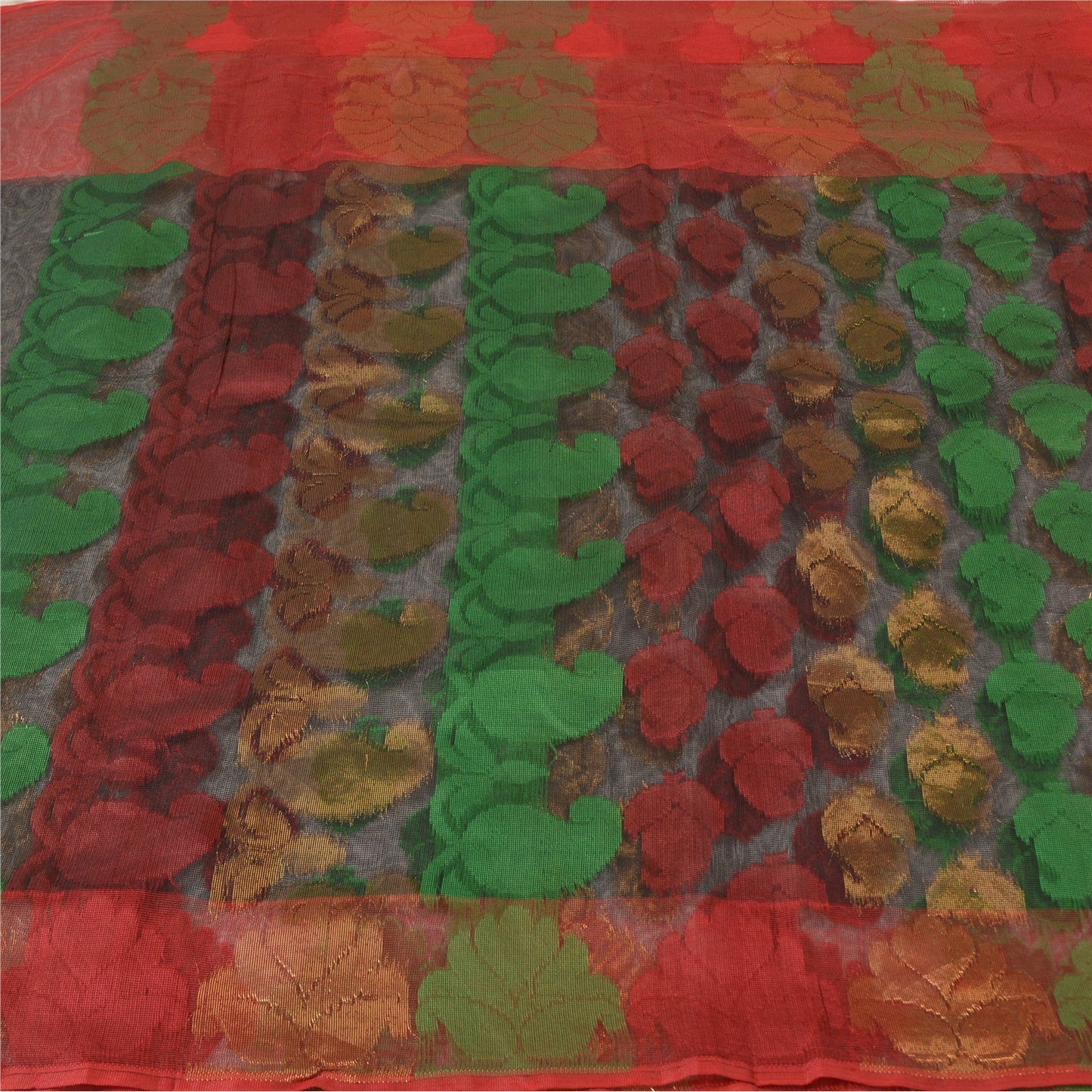 Sanskriti Vintage Black Sarees Net Mesh Hand-Woven Premium Sari Craft Sustainable Fabric