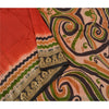 Sanskriti Vintage Dark Orange Sarees Pure Silk Printed Woven Sari Craft Sustainable Fabric