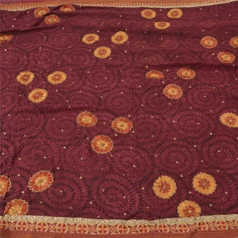 Sanskriti Vintage Bollywood Sarees Pure Georgette Silk Embroidered Sari Sustainable Fabric
