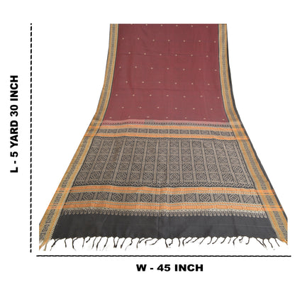 Sanskriti Vintage Brown Sarees Cotton Silk Woven Premium Sari Craft Sustainable Fabric