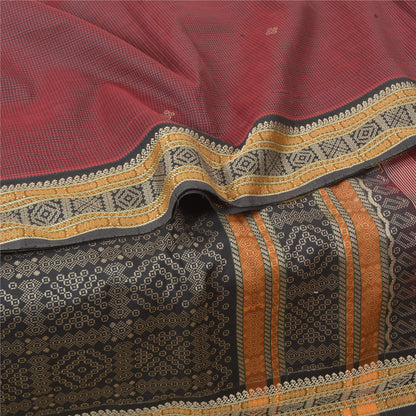 Sanskriti Vintage Brown Sarees Cotton Silk Woven Premium Sari Craft Sustainable Fabric