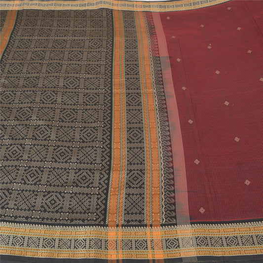 Sanskriti Vintage Brown Sarees Cotton Silk Woven Premium Sari Craft Sustainable Fabric