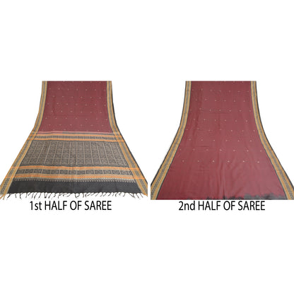 Sanskriti Vintage Brown Sarees Cotton Silk Woven Premium Sari Craft Sustainable Fabric