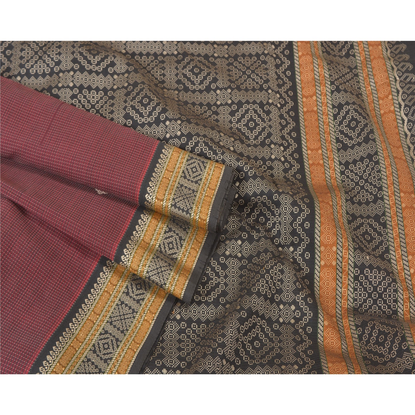 Sanskriti Vintage Brown Sarees Cotton Silk Woven Premium Sari Craft Sustainable Fabric