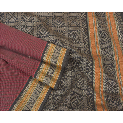Sanskriti Vintage Brown Sarees Cotton Silk Woven Premium Sari Craft Sustainable Fabric