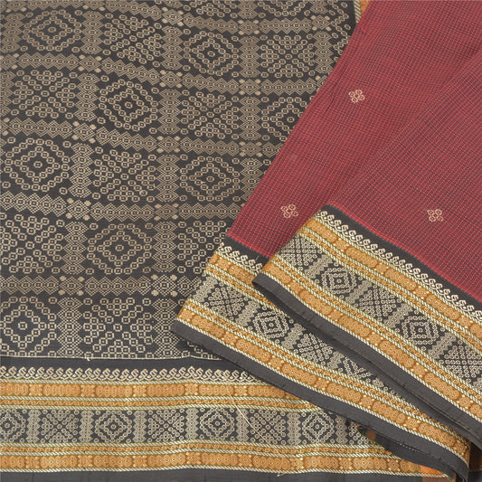 Sanskriti Vintage Brown Sarees Cotton Silk Woven Premium Sari Craft Sustainable Fabric