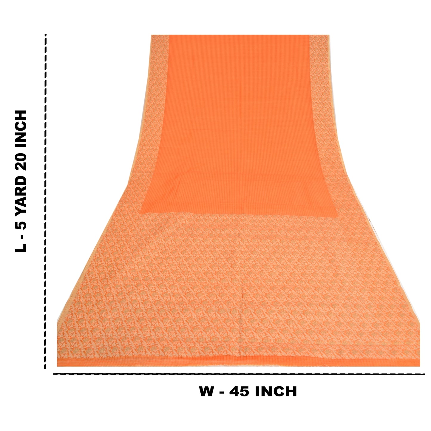Sanskriti Vintage Orange Indian Sarees Art Silk Woven Premium Sari Craft Sustainable Fabric