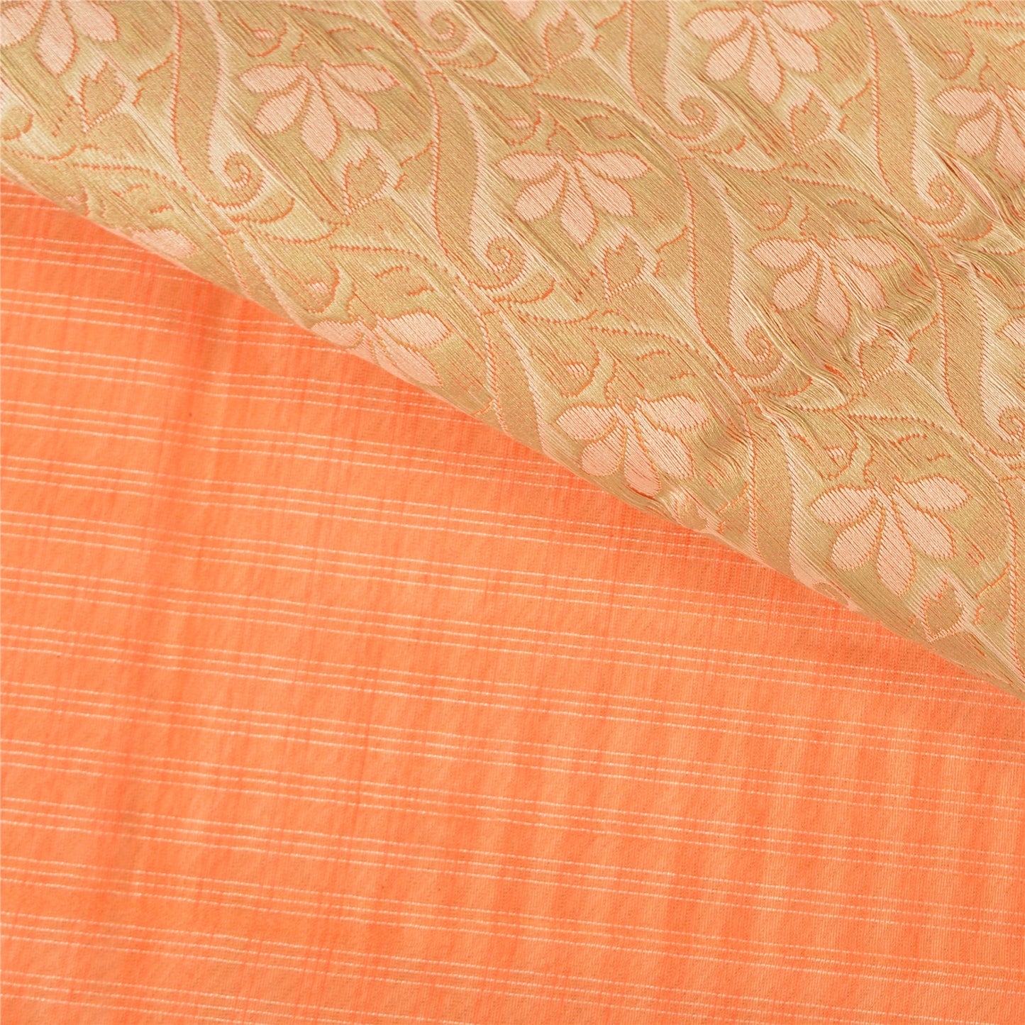 Sanskriti Vintage Orange Indian Sarees Art Silk Woven Premium Sari Craft Sustainable Fabric