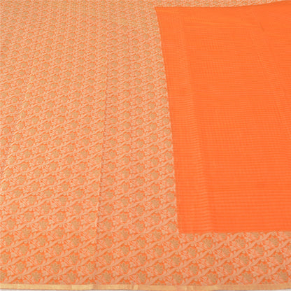 Sanskriti Vintage Orange Indian Sarees Art Silk Woven Premium Sari Craft Sustainable Fabric