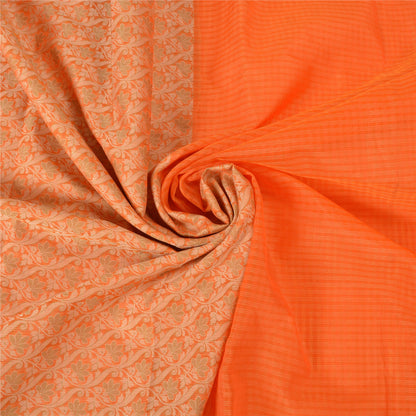 Sanskriti Vintage Orange Indian Sarees Art Silk Woven Premium Sari Craft Sustainable Fabric