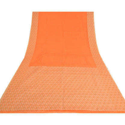 Sanskriti Vintage Orange Indian Sarees Art Silk Woven Premium Sari Craft Sustainable Fabric