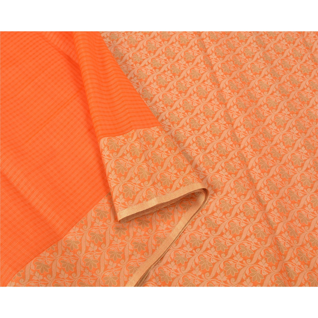 Sanskriti Vintage Orange Indian Sarees Art Silk Woven Premium Sari Craft Sustainable Fabric
