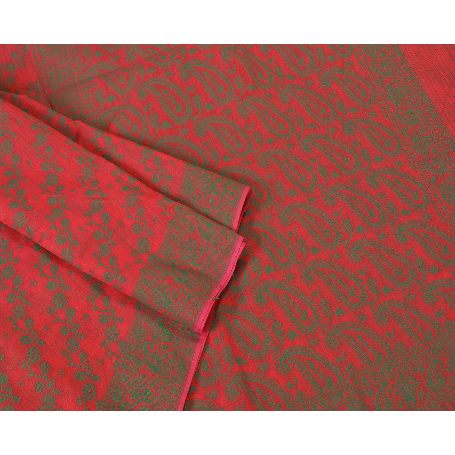 Sanskriti Vintage Pink Indian Sarees Cotton Hand-Woven Premium Sari Craft Sustainable Fabric