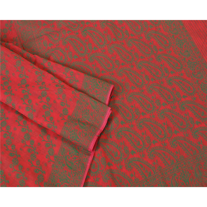 Sanskriti Vintage Pink Indian Sarees Cotton Hand-Woven Premium Sari Craft Sustainable Fabric