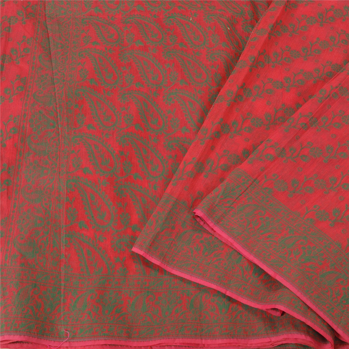 Sanskriti Vintage Pink Indian Sarees Cotton Hand-Woven Premium Sari Craft Sustainable Fabric