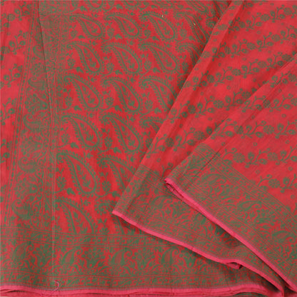 Sanskriti Vintage Pink Indian Sarees Cotton Hand-Woven Premium Sari Craft Sustainable Fabric