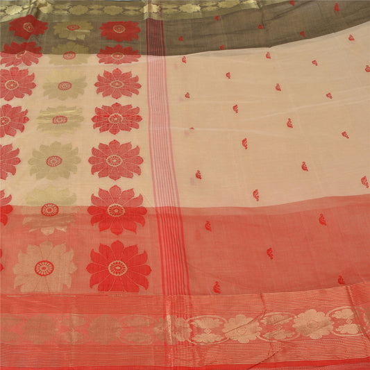 Sanskriti Vintage Indian Sarees Cotton Silk Woven Premium Sari Craft 5 YD Sustainable Fabric