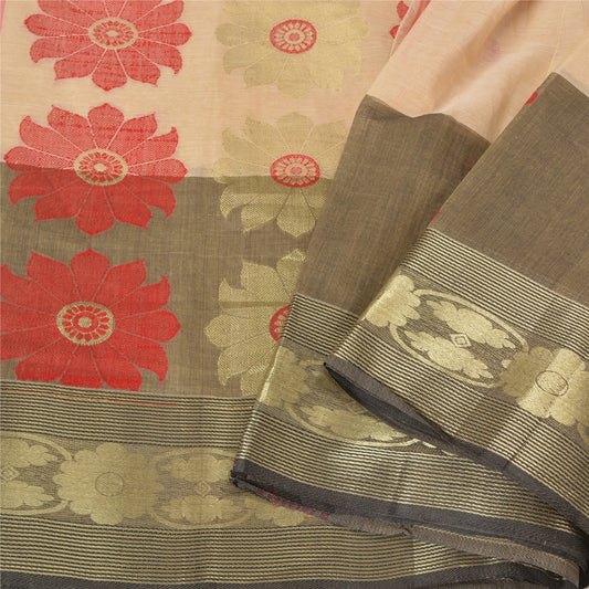 Sanskriti Vintage Indian Sarees Cotton Silk Woven Premium Sari Craft 5 YD Sustainable Fabric