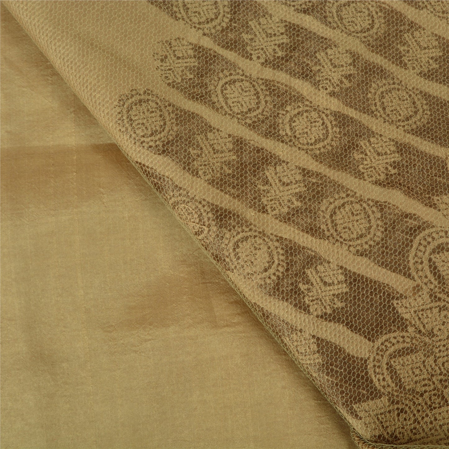 Sanskriti Vintage Olive Green Sarees Pure Silk Woven Premium Sari Craft Sustainable Fabric