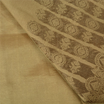 Sanskriti Vintage Olive Green Sarees Pure Silk Woven Premium Sari Craft Sustainable Fabric